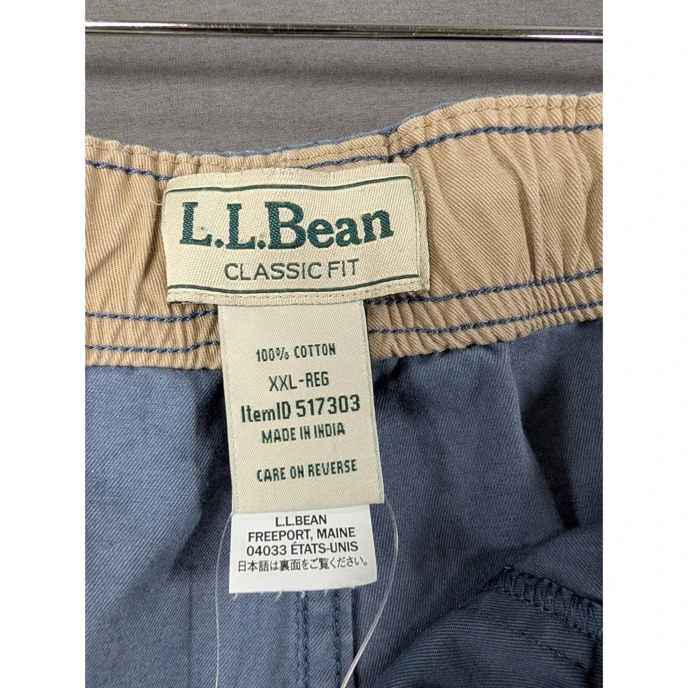 LL Bean Mens‎ Classic Fit Elastic Waist Pull On Shorts Blue XXL